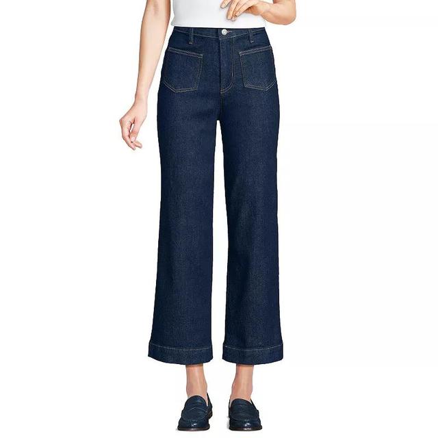 Womens Lands End Soft Denim High Rise Patch Pocket Crop Jeans Product Image