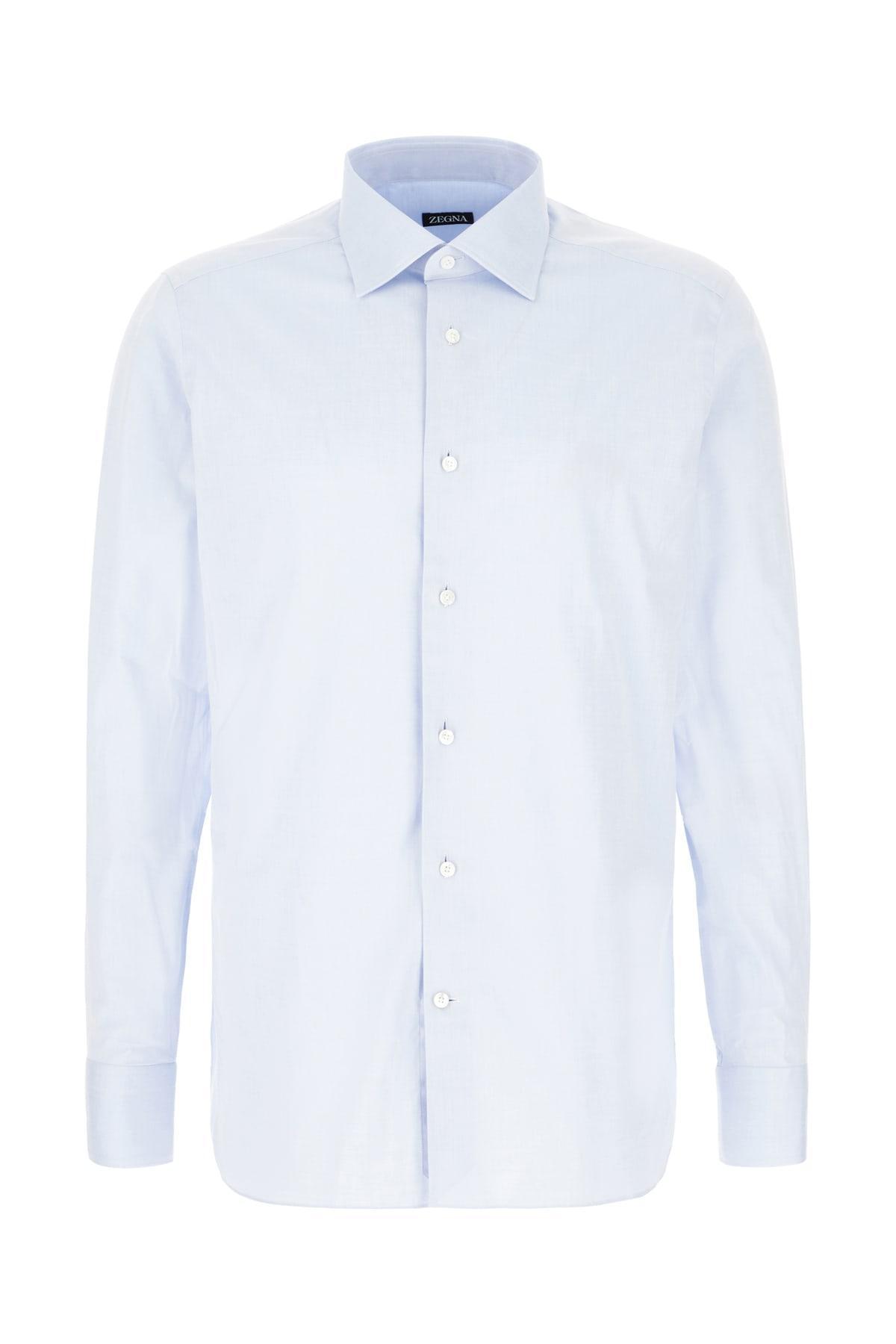 ZEGNA Light-blue Stretch Cotton Shirt In Light Blue Product Image