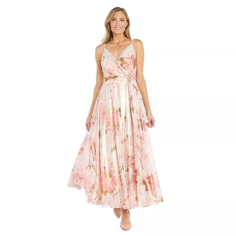 Womens R&M Richards Floral Chiffon Mock Wrap Maxi Dress Product Image