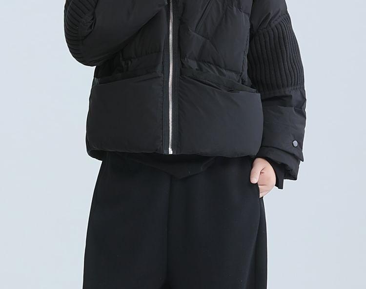 Plain Pocket Detail Zip Puffer Jacket Product Image