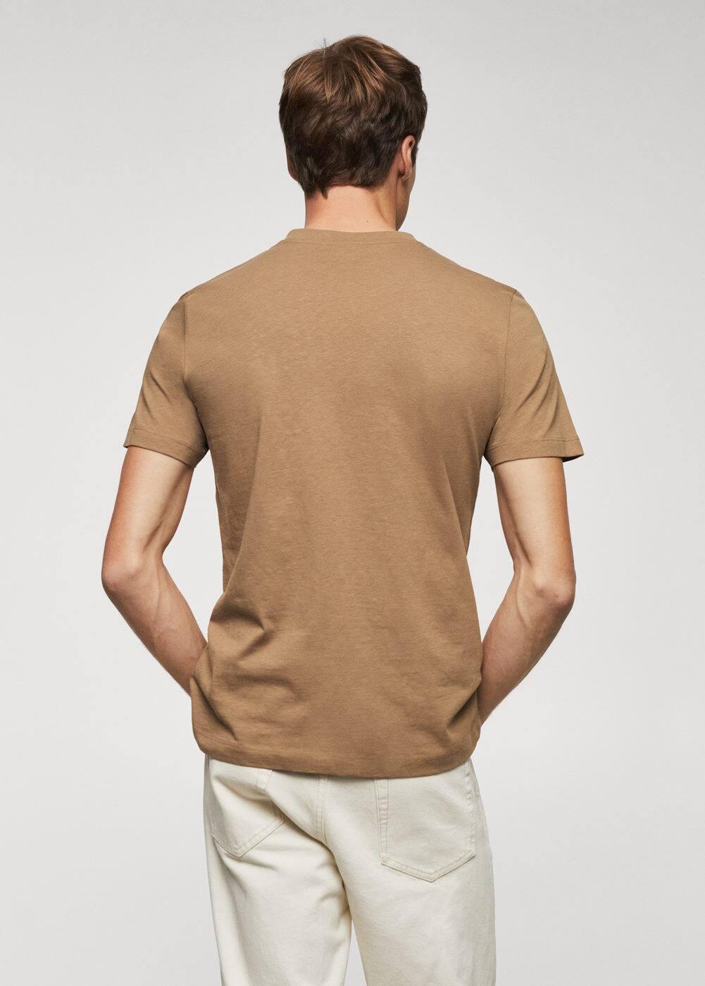 MANGO MAN - Basic cotton V-neck T-shirt medium brownMen Product Image