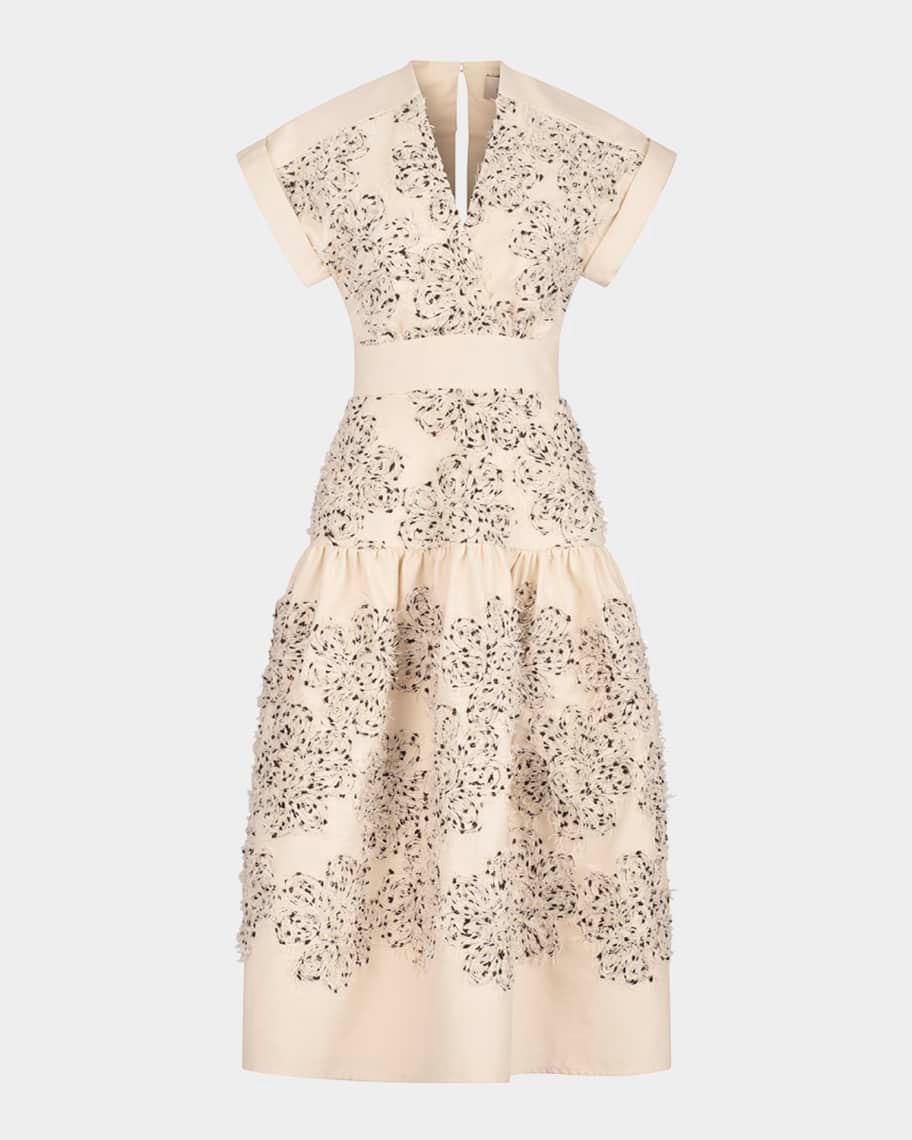 Metaponto Floral Embroidered Drop-Waist Midi Dress Product Image