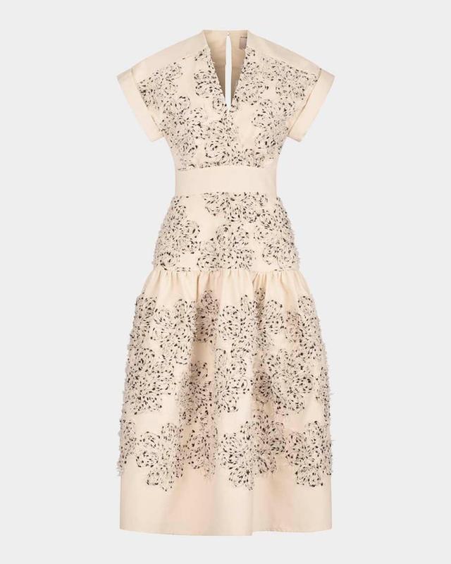 Metaponto Floral Embroidered Drop-Waist Midi Dress Product Image