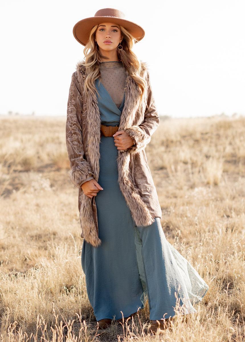 Tisannah Dress in Dusty Teal Product Image