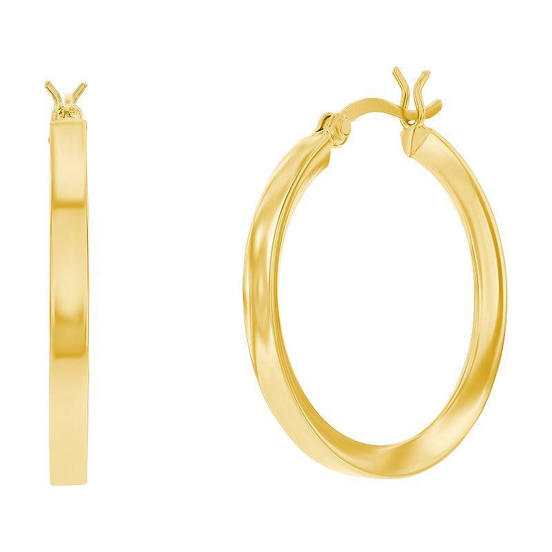 Argento Bella Fancy Flat Hoop Earrings, Womens, Yellow Product Image