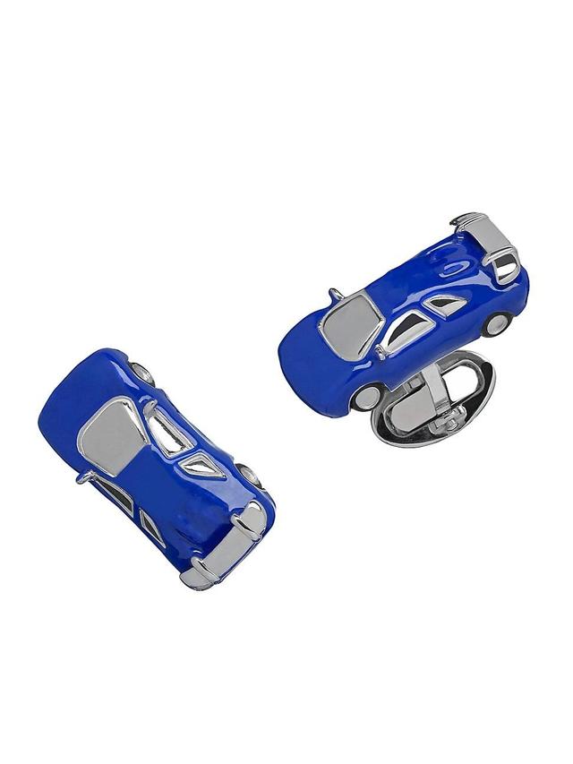 Mens Race Car Sterling Silver & Enamel Cufflinks Product Image