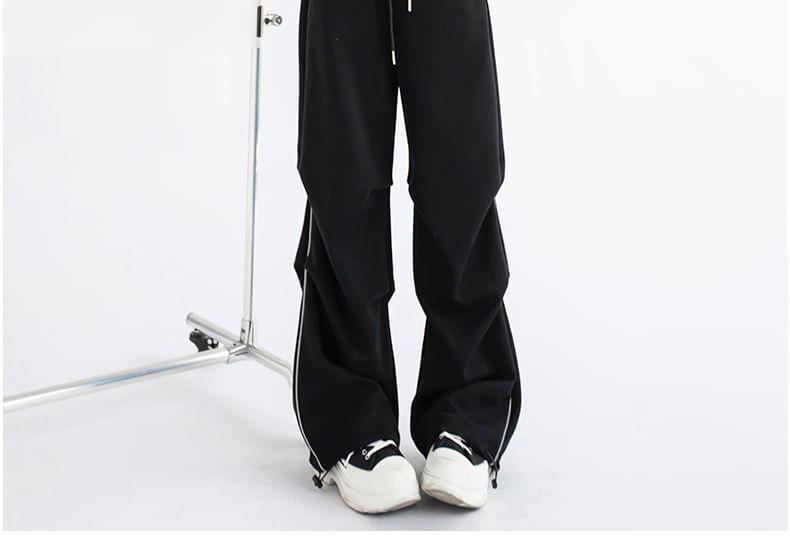 Drawstring Waist Two Tone Wide Leg Sweatpants Product Image