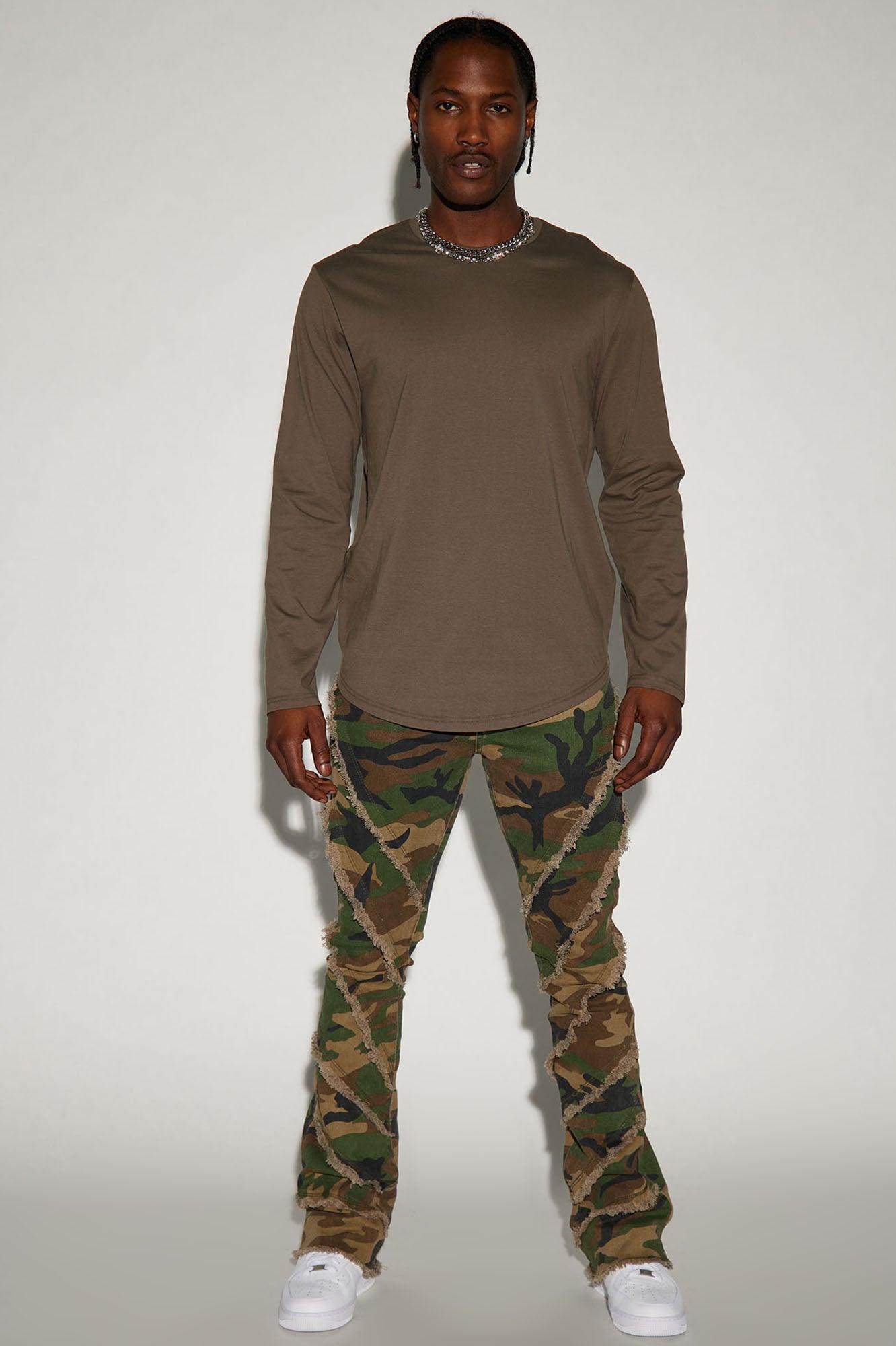 Essential Long Sleeve Scallop Tee - Olive Product Image