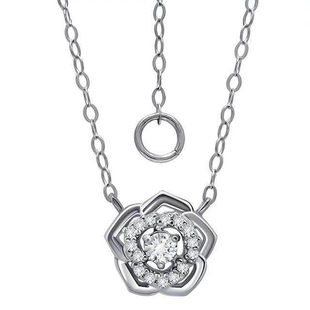 Aleure Precioso Sterling Silver Cubic Zirconia Rosette Necklace, Womens Product Image