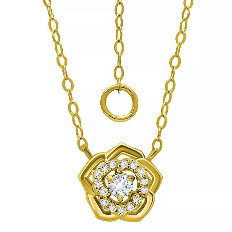 Aleure Precioso Sterling Silver Cubic Zirconia Rosette Necklace, Womens Gold Tone Product Image