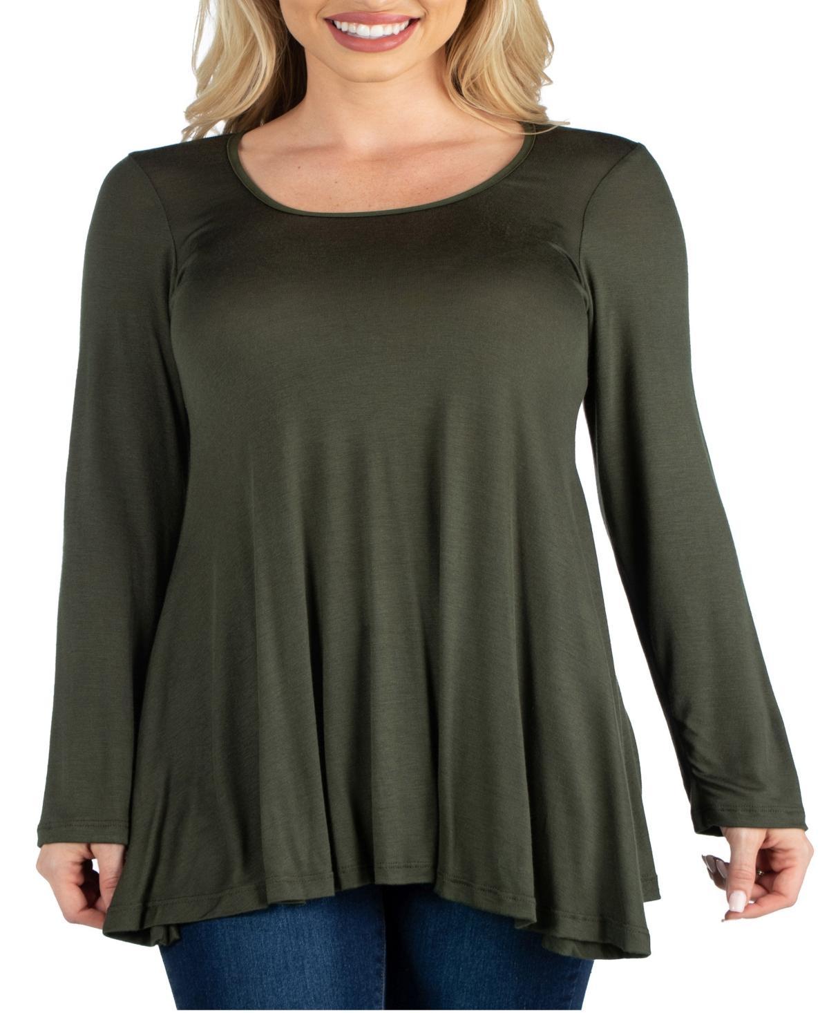 Womens Long Sleeve Swing Style Flared Tunic Top Product Image