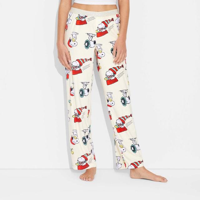 Women's Peanuts Snoopy Pajama Pants - White M Product Image