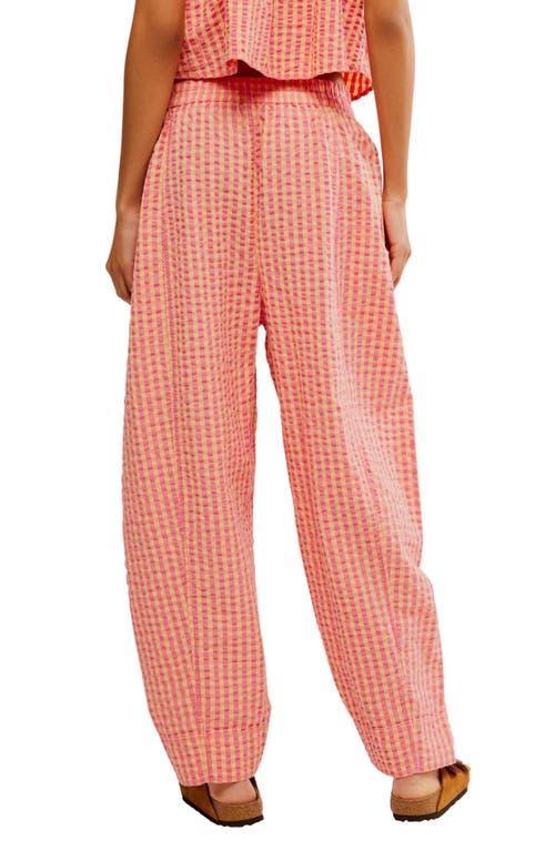 Preppy Gingham Seersucker Trousers In Pink Product Image