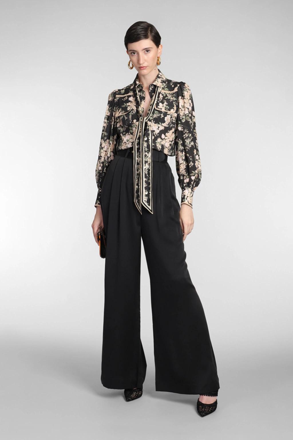 Tuck Silk Trousers In Black Product Image