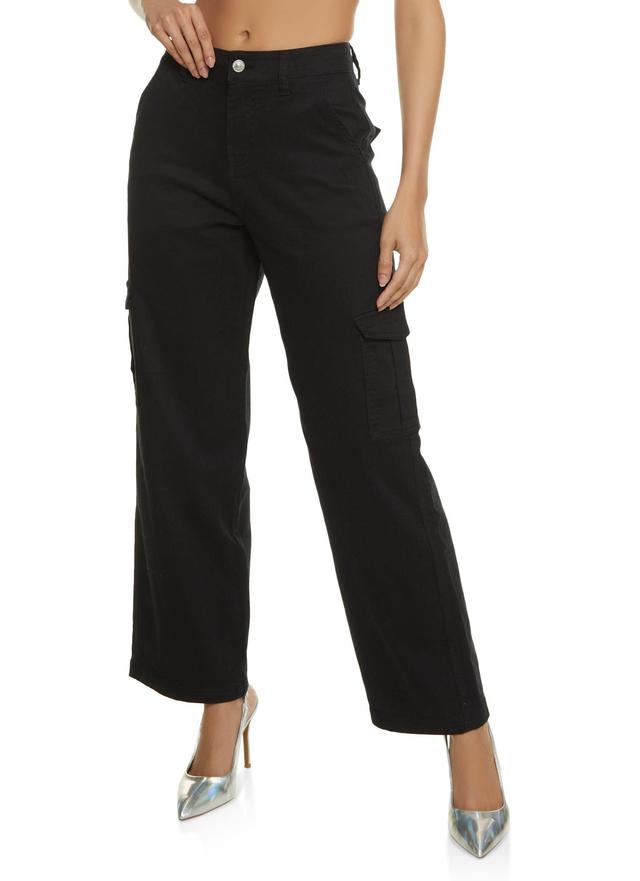 Womens Twill Wide Leg Cargo Pants Product Image