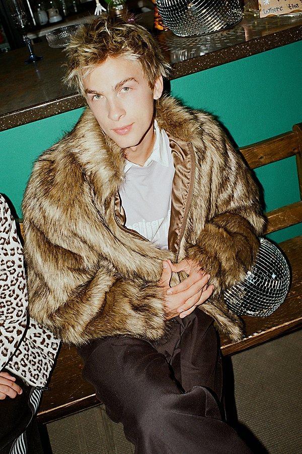 BDG Faux Fur Jacket Mens at Urban Outfitters Product Image