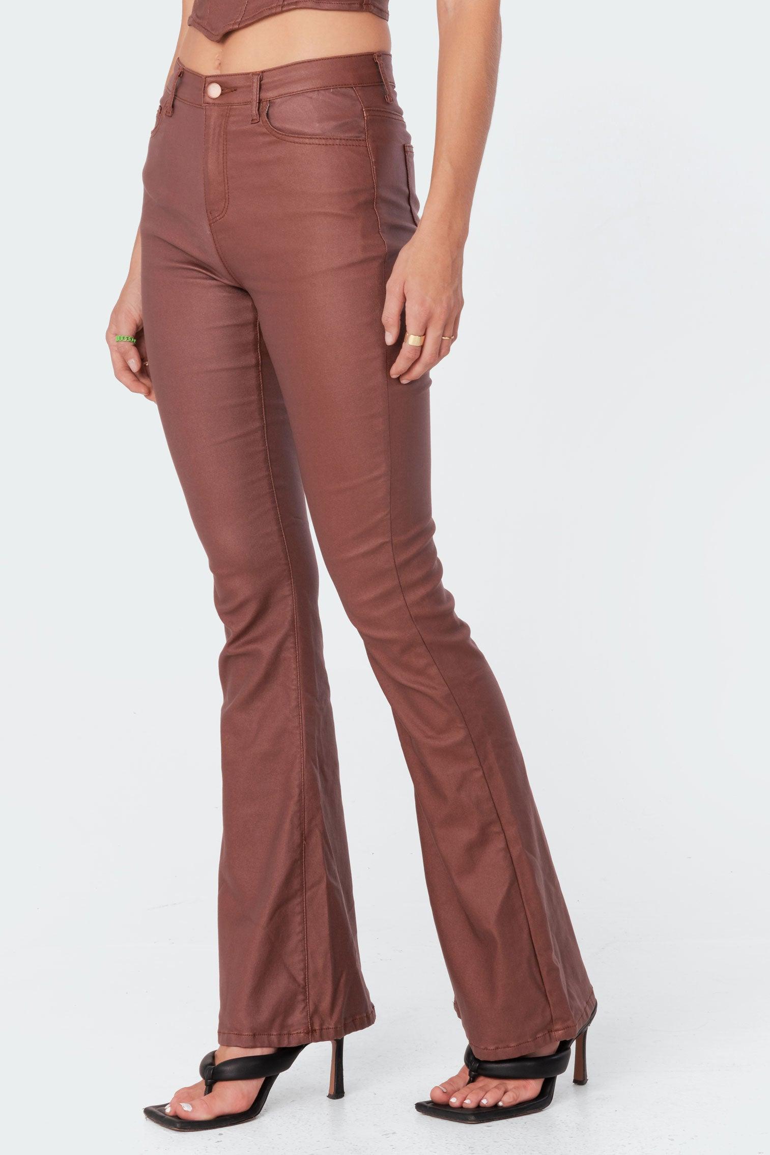 Luna Faux Leather Flare Jeans Product Image