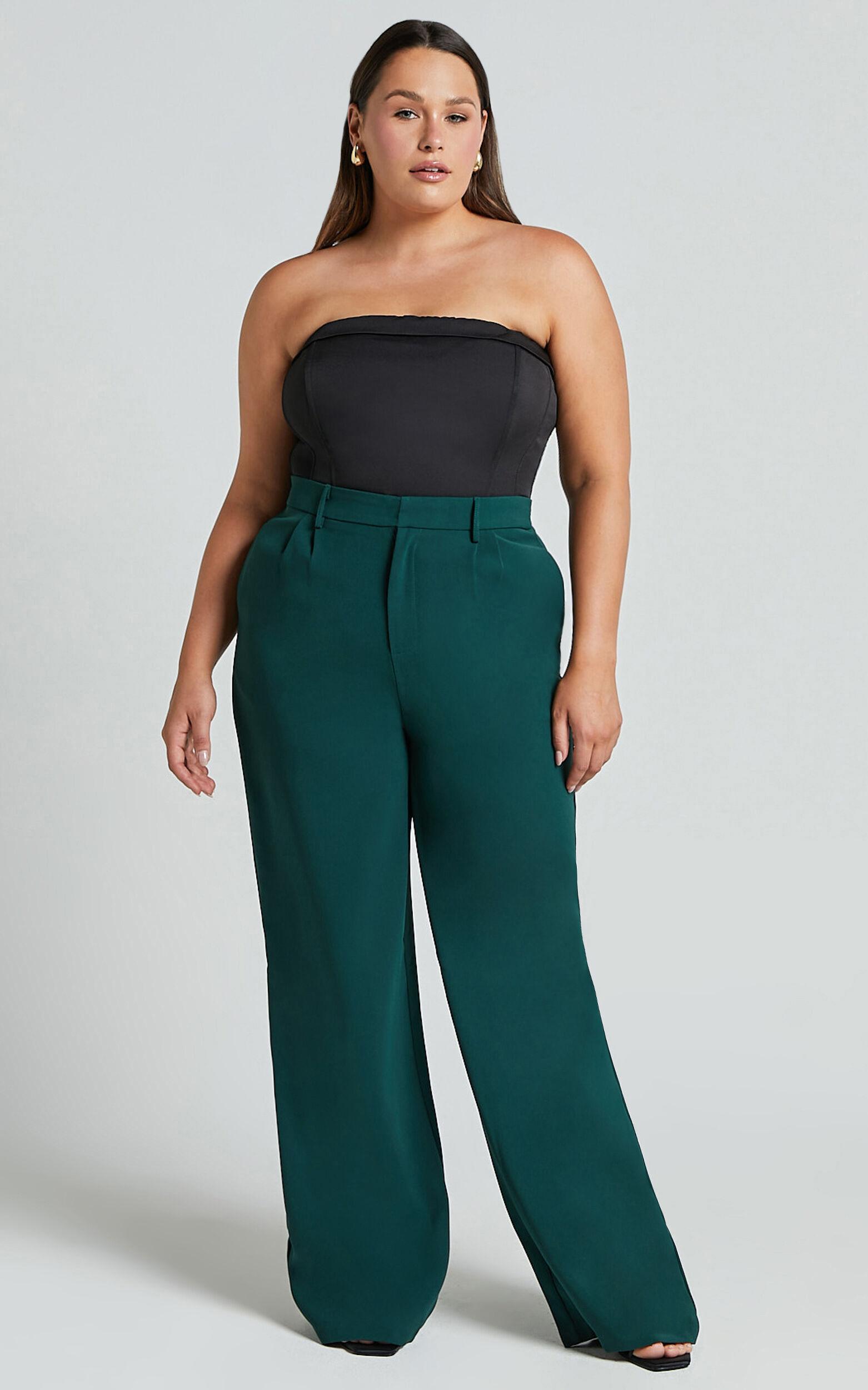 Lorcan Pants - High Waisted Tailored Pants in Forest Green Product Image