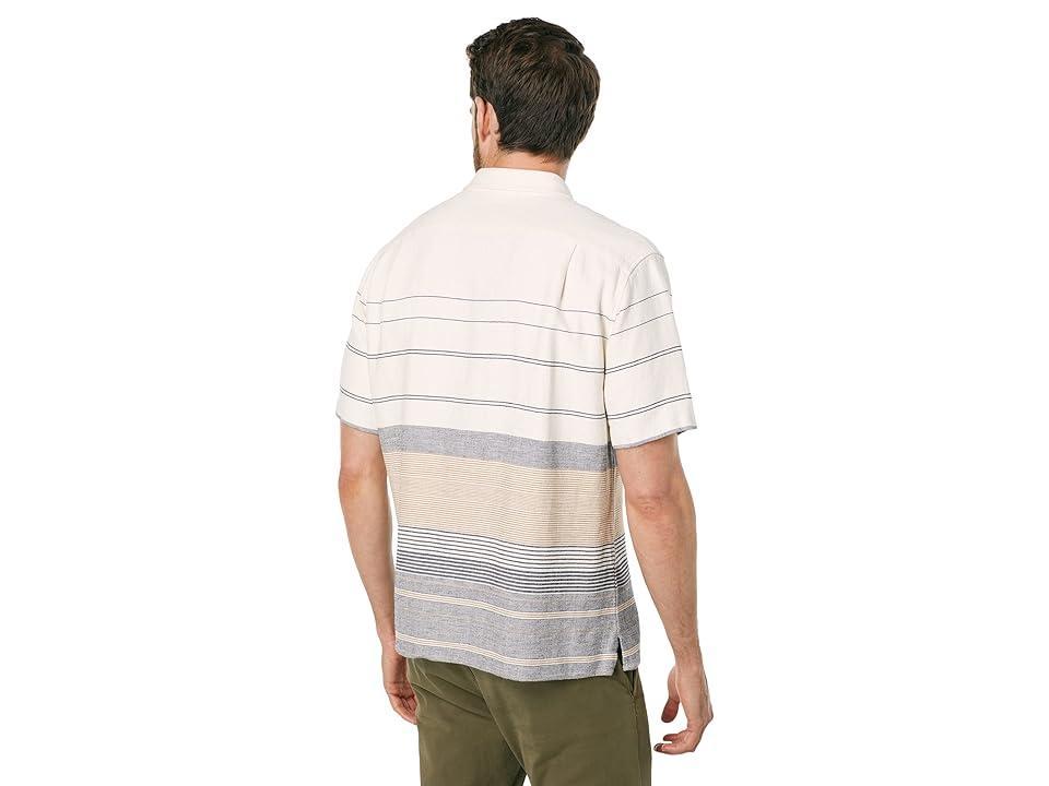 Vince Engineered Stripe Short Sleeve (Off-White/Coastal) Men's Clothing Product Image