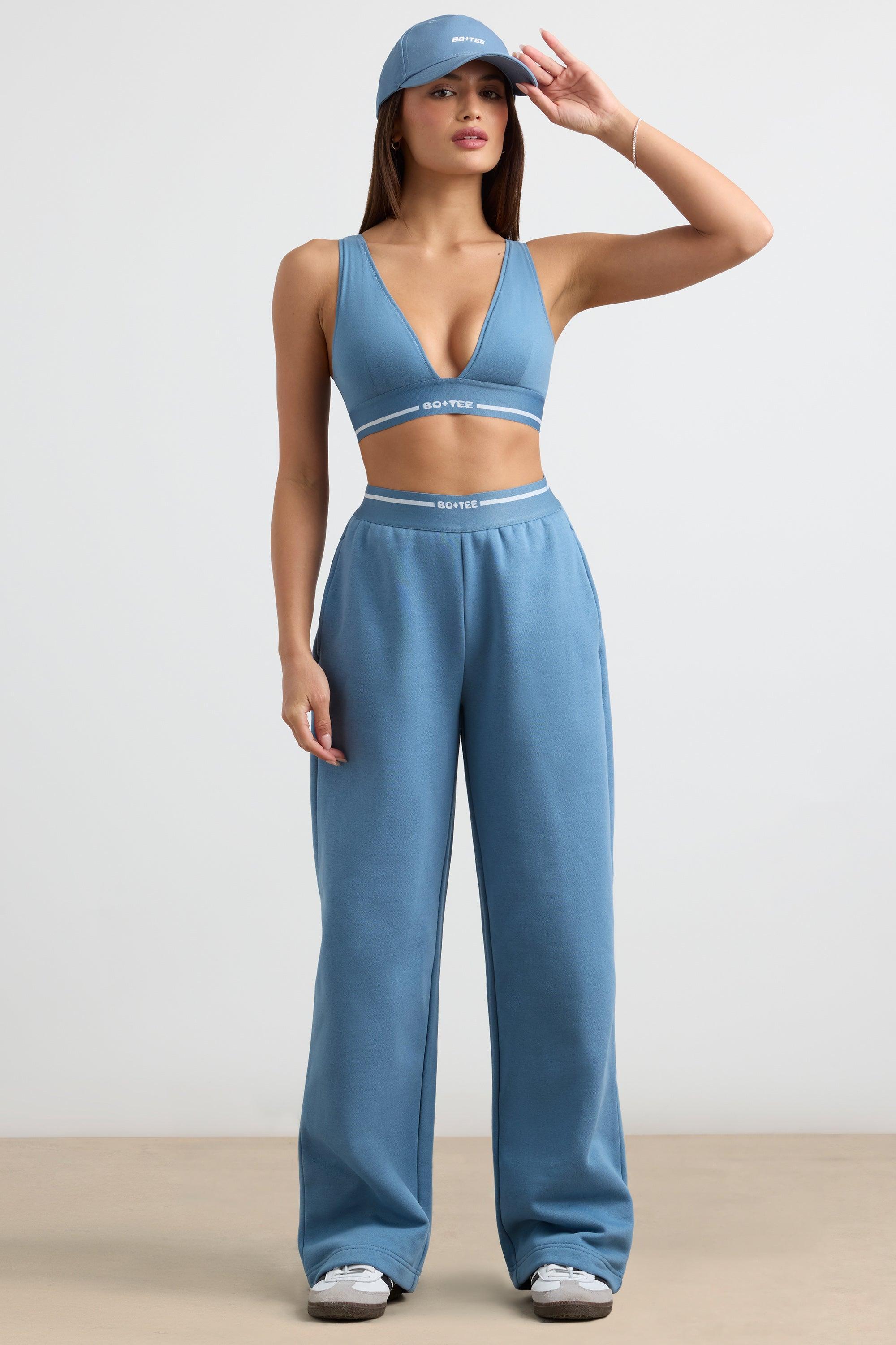 Petite High-Waist Straight-Leg Joggers in Steel Blue Product Image