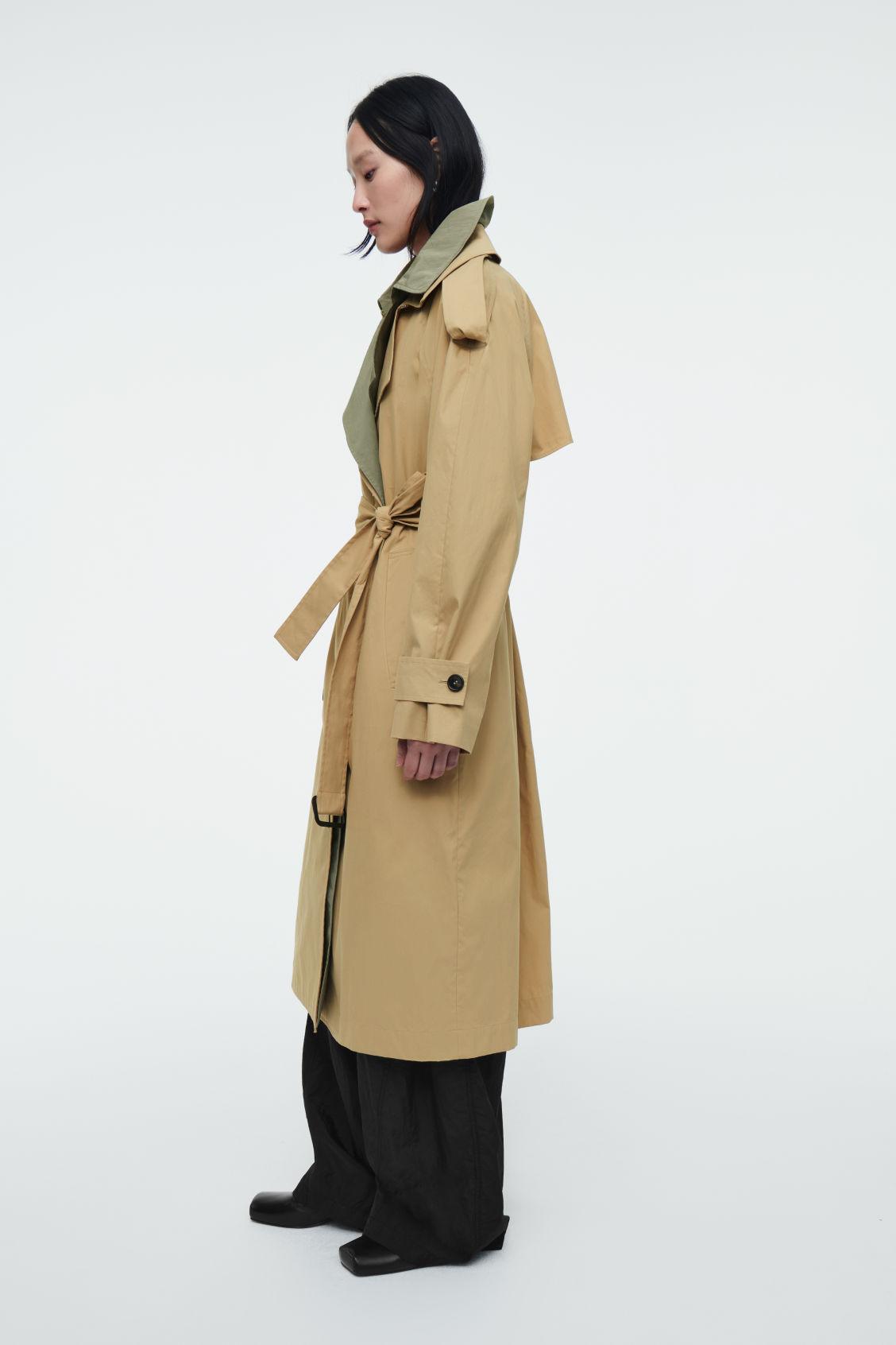 LAYERED DOUBLE-BREASTED TRENCH COAT Product Image