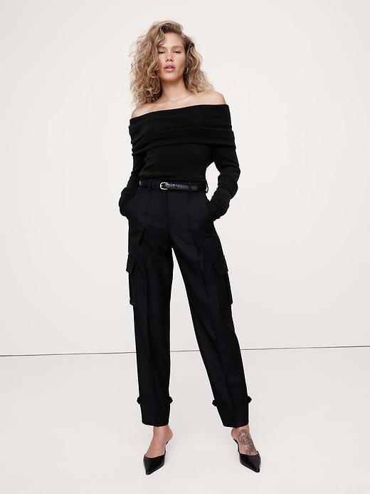 Lightweight Cashmere Off-Shoulder Sweater Product Image