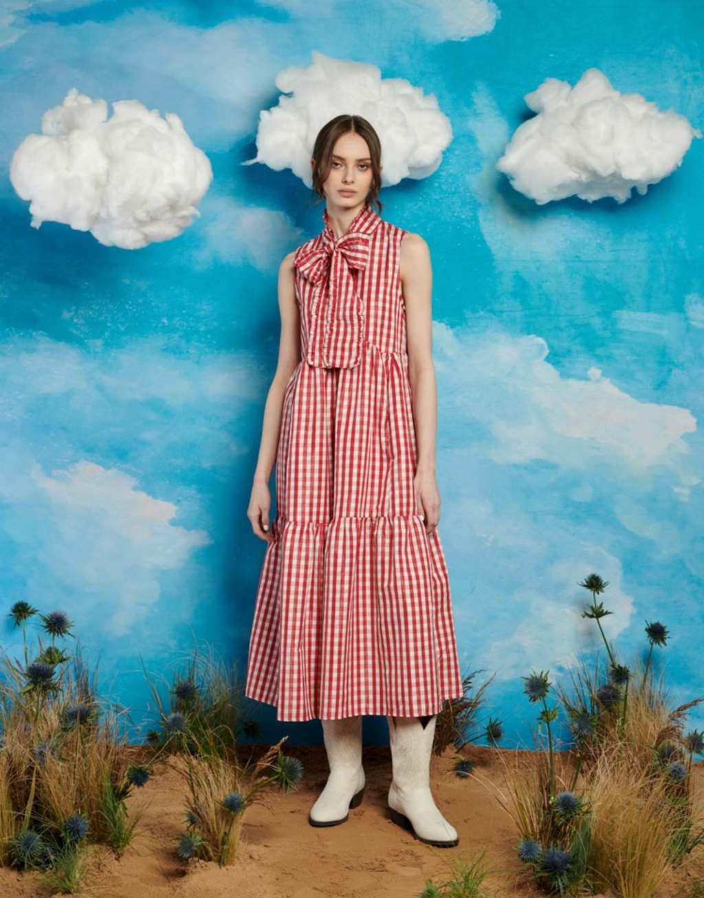 Sister Jane tie front gingham shirt dress in red product image