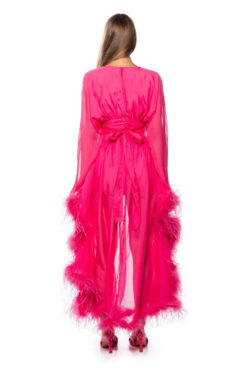 CLEMENTINE FEATHER TRIM MAXI DRESS Product Image