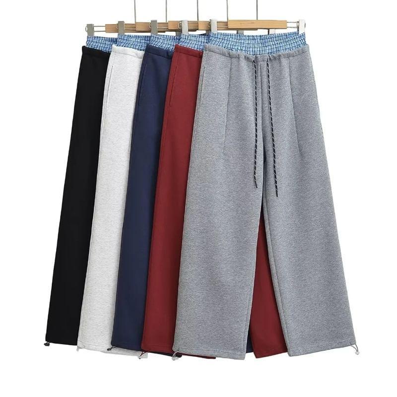 Drawstring Waist Mock Two Piece Straight Leg Sweatpants Product Image