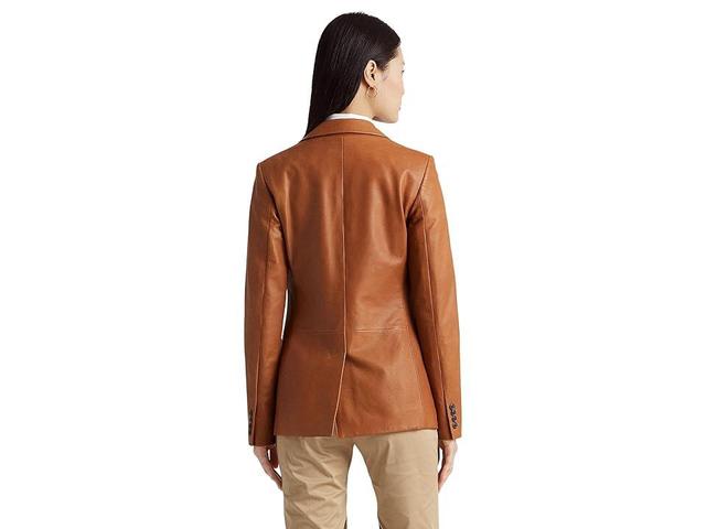 Lauren Ralph Lauren Genuine Leather Peak Lapel Long Sleeve Single Button Statement Blazer -  14 Product Image