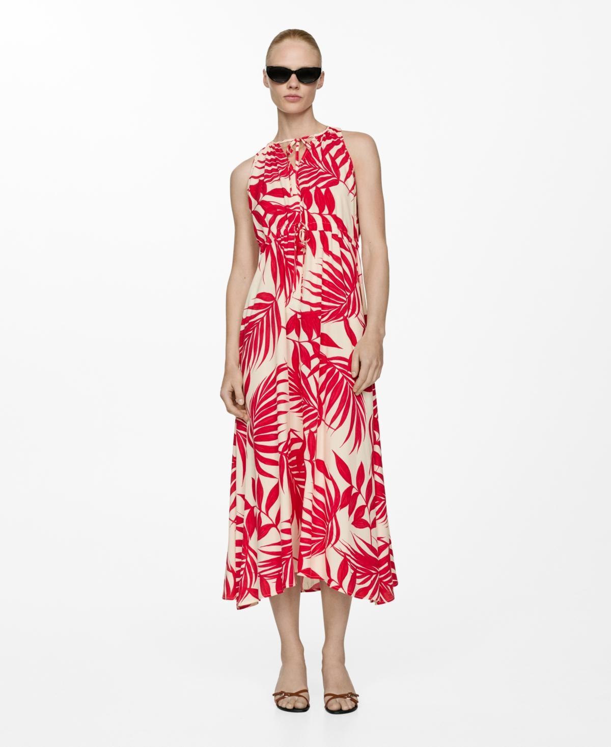 Mango Womens Bow Printed Dress Product Image