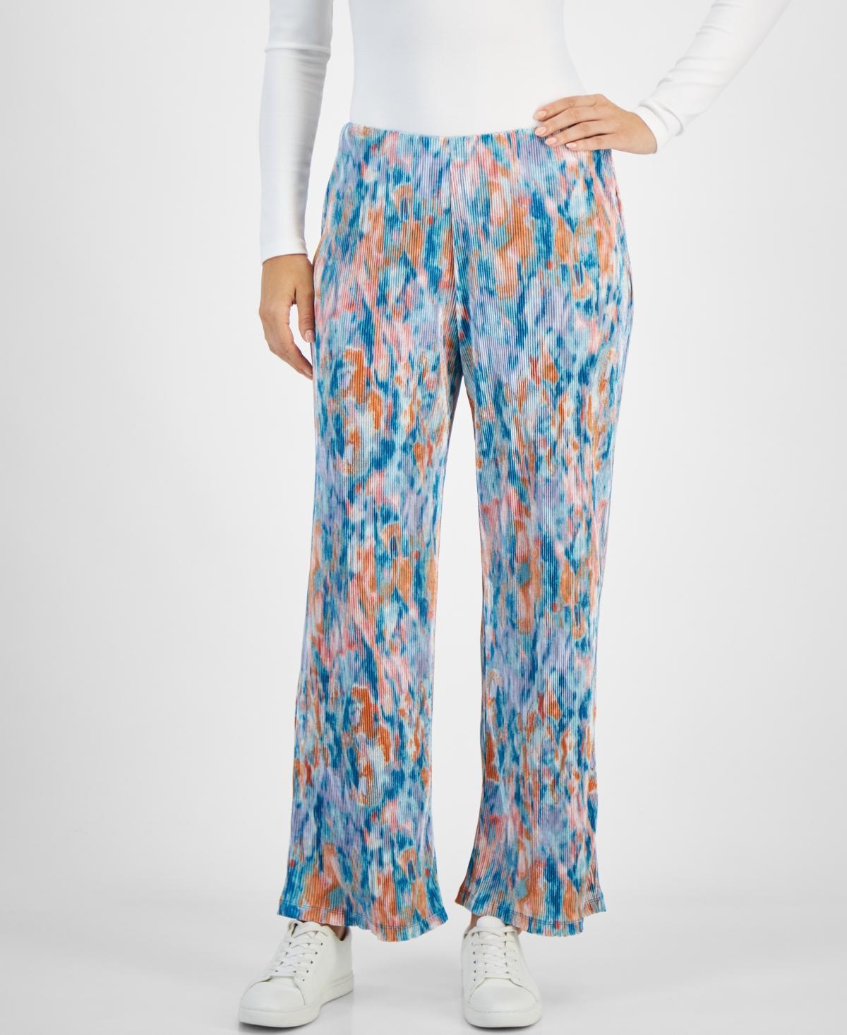 Jm Collection Womens Printed Plisse Wide-Leg Pants, Created for Macys Product Image