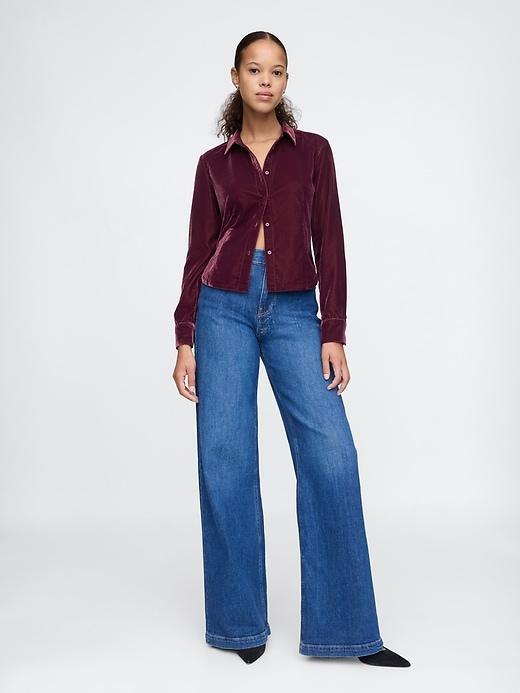 Cropped Velvet Shirt Product Image