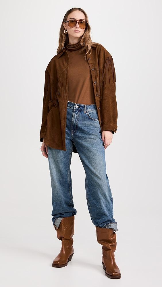 THE GREAT. The Suede Fringe Shirt Jacket | Shopbop Product Image