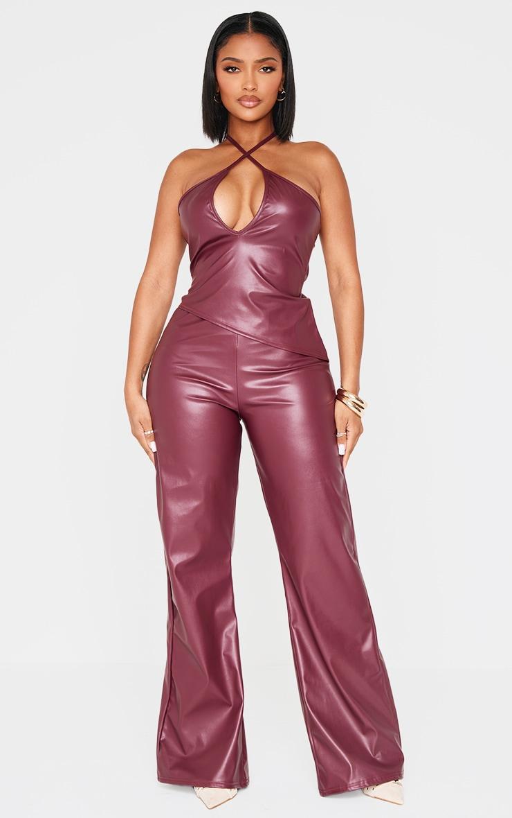 Shape Burgundy Faux Leather Pants product image