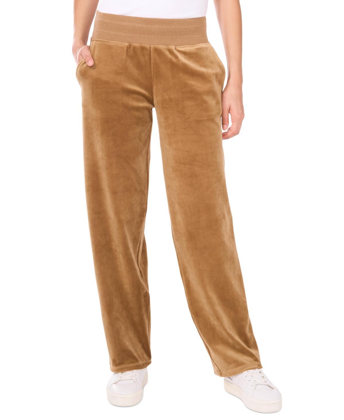 Vince Camuto Womens Velour Pull-On Straight-Leg Pants Product Image