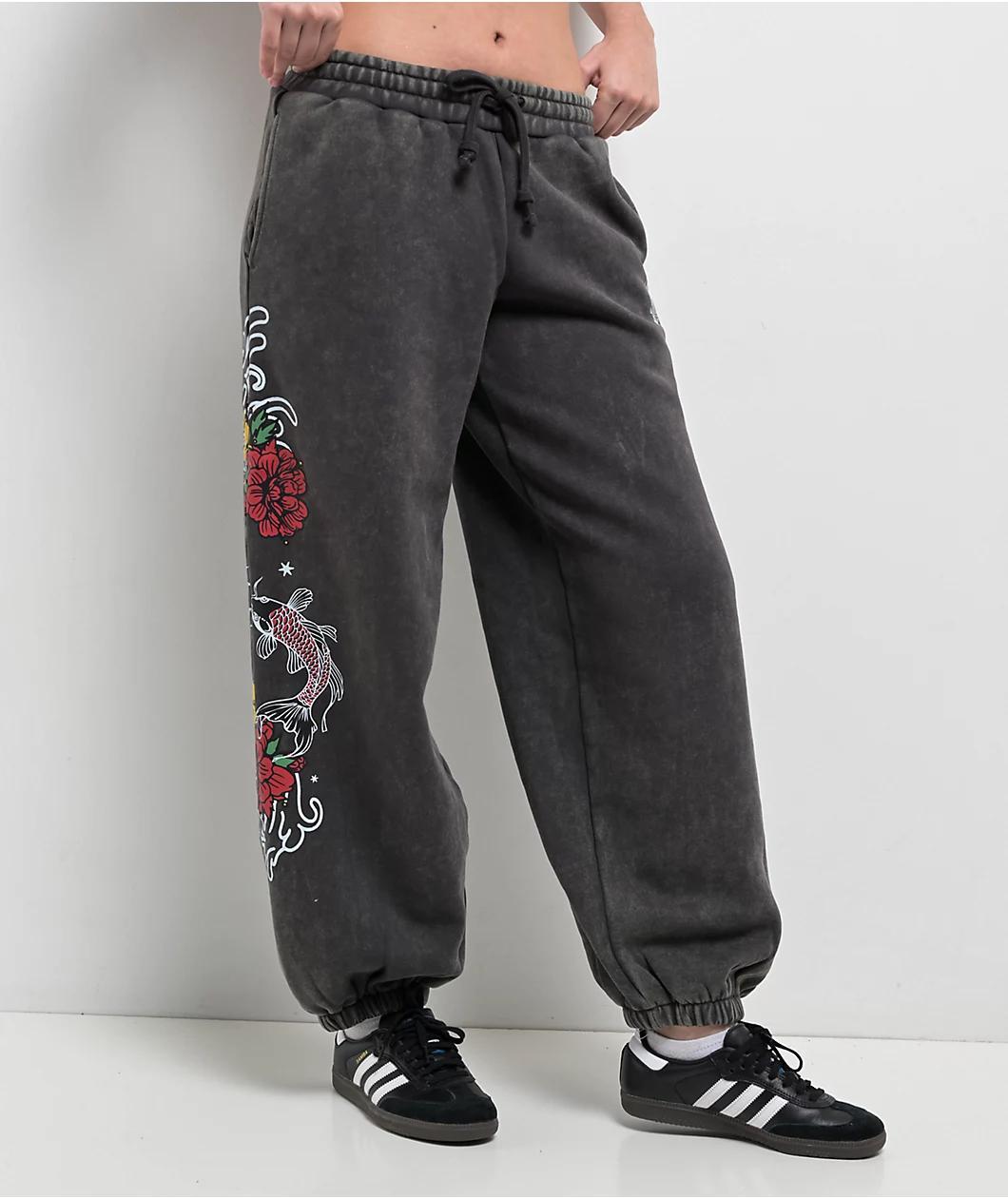 Ninth Hall Kyra Black Mineral Wash Oversized Sweatpants Product Image