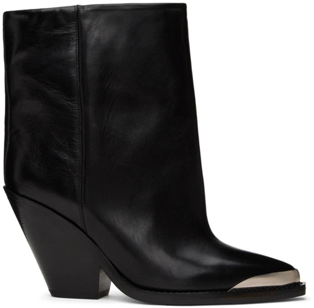 ISABEL MARANT Ladel Leather Metal-toe Booties In Black Product Image