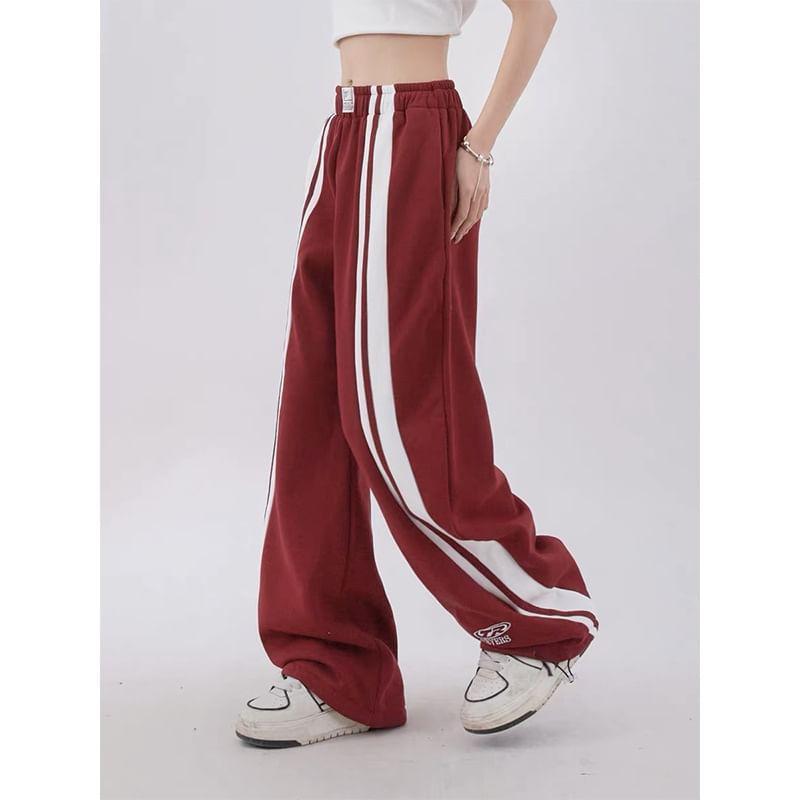 High Rise Striped Loose-Fit Wide-Leg Sweatpants Product Image