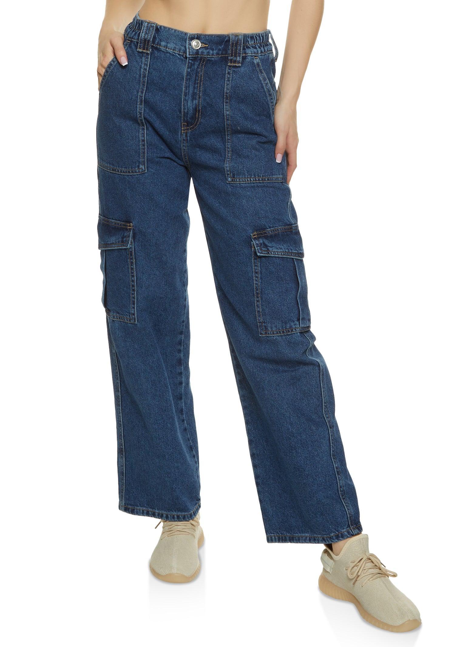 Womens WAX Wide Leg Cargo Jeans Product Image