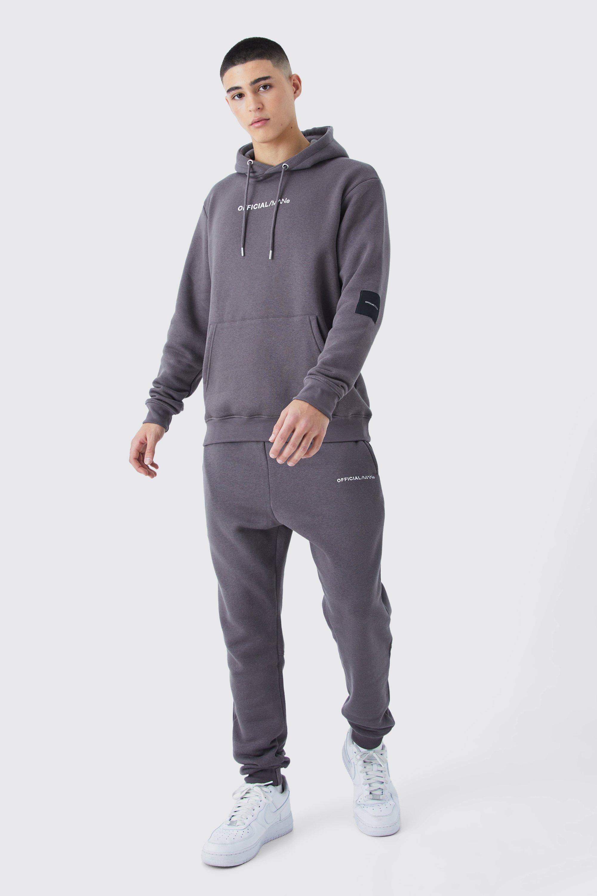 Mens Grey Official Man Tape Hooded Tracksuit, Grey Product Image