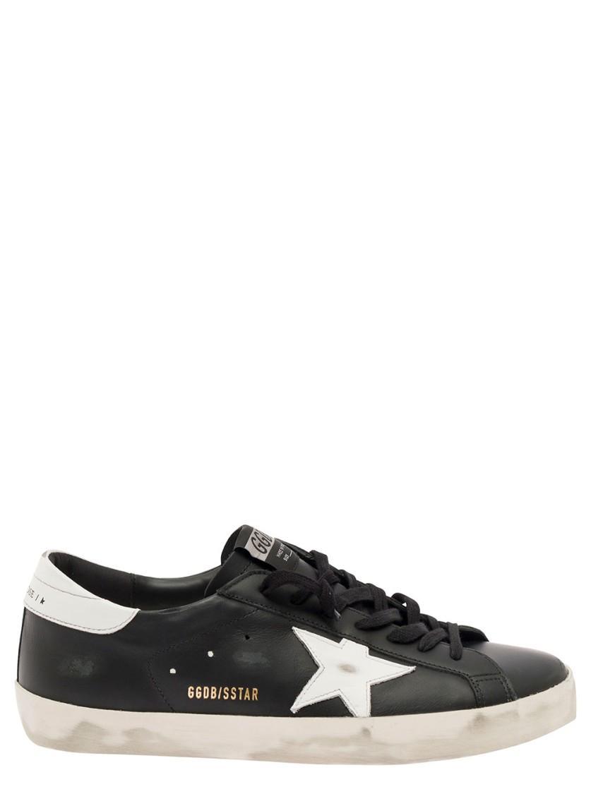 GOLDEN GOOSE Superstar Black Vintage Low Top Sneakers In Leather Man In Black White Product Image