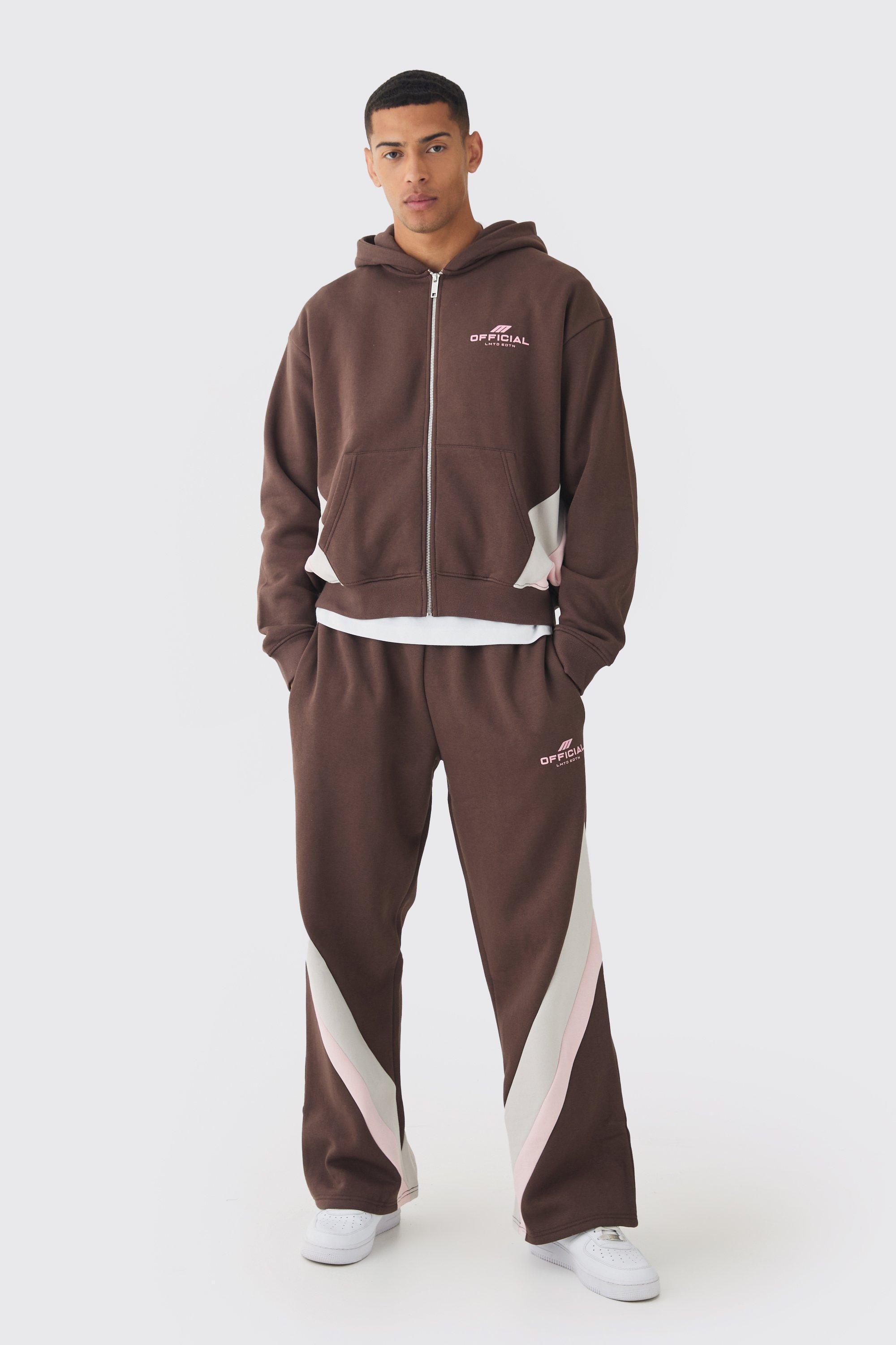 Oversized Boxy Cut & Sew Colour Block Zip Through Tracksuit | boohooMAN USA Product Image