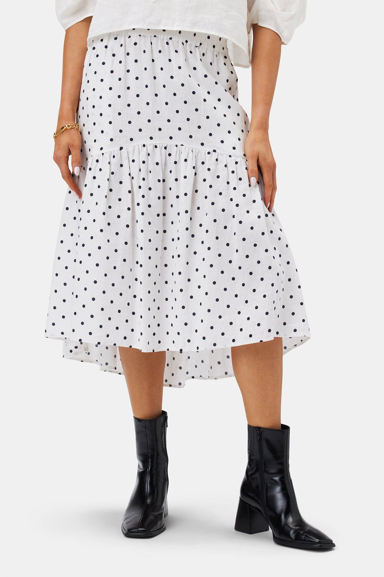 Lilly Pilly Lola Organic Linen Skirt - Polka Dots Product Image