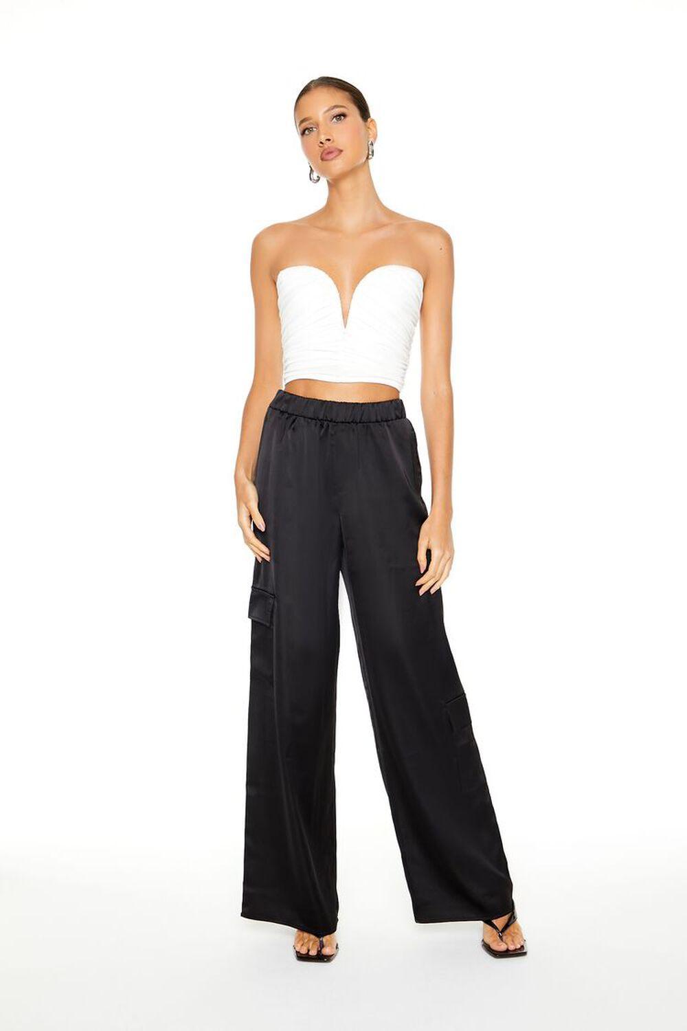 Satin Wide-Leg Cargo Pants | Forever 21 Product Image