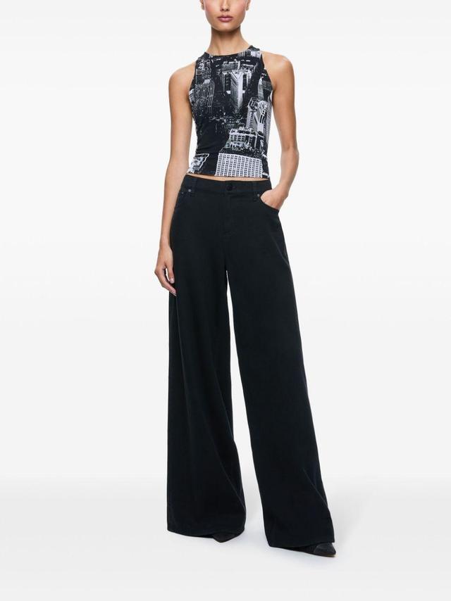 ALICE AND OLIVIA Pania Racerback Cropped Top In Black Product Image