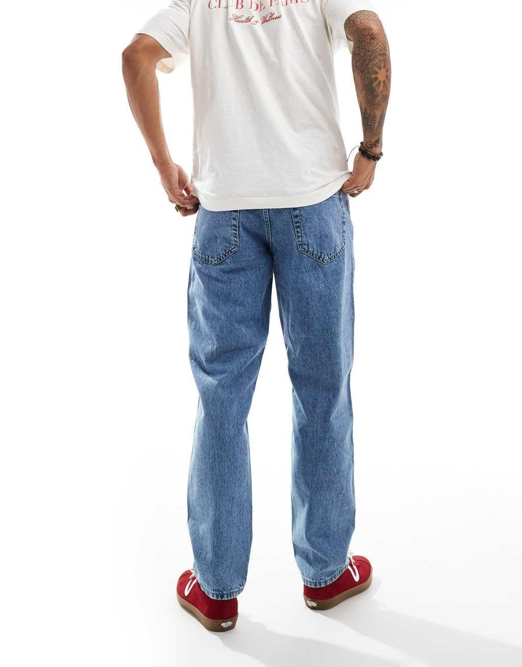 ONLY & SONS Tye loose tapered fit jeans in light blue wash Product Image