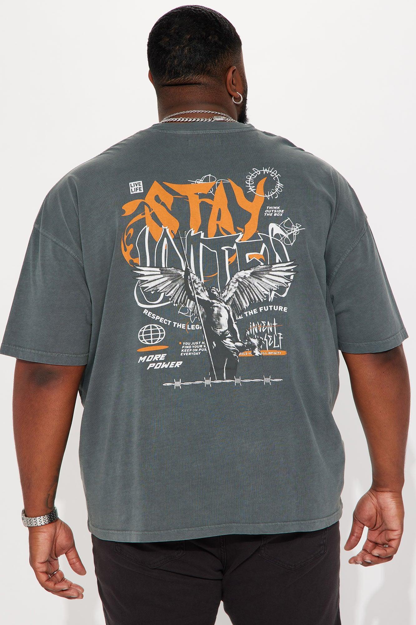 Stay United Oversized Short Sleeve Tee - Grey Product Image