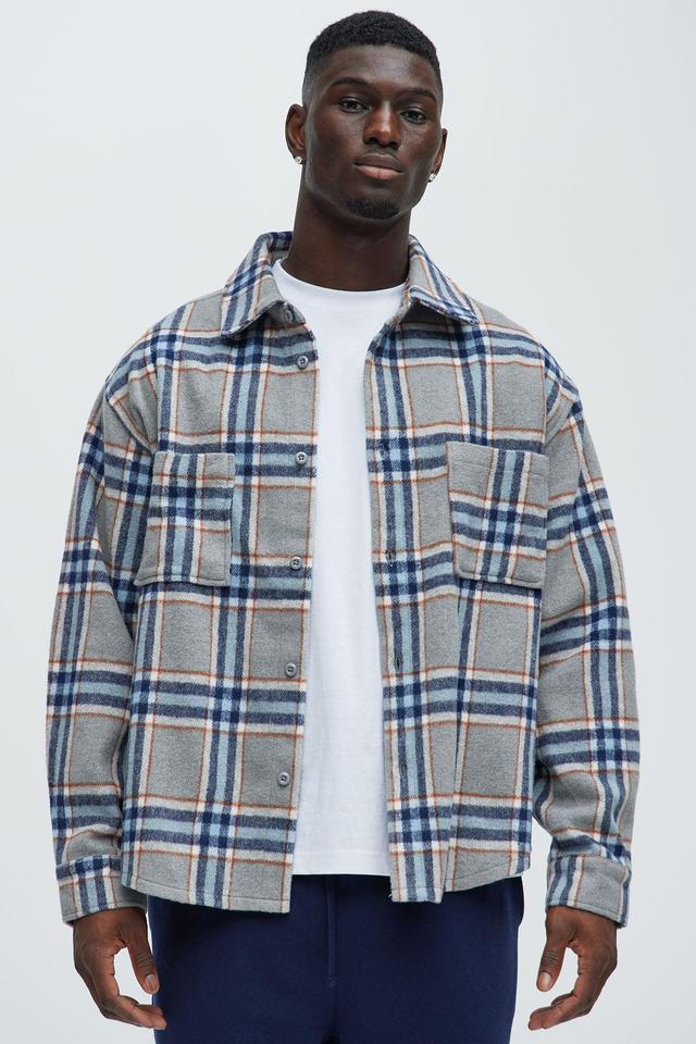 Come See Me Plaid Shacket - Blue Product Image