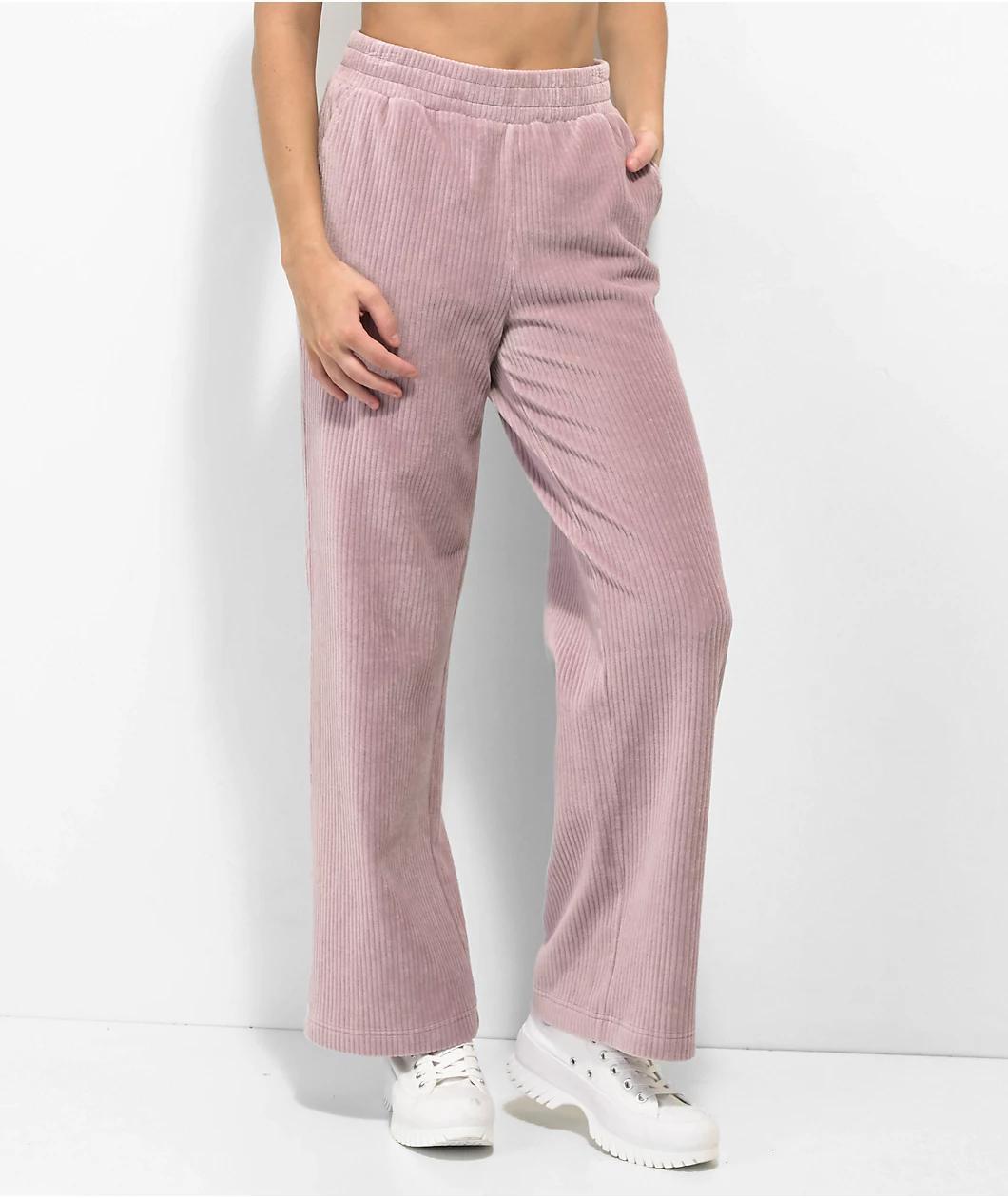 Empyre Azaria Seafog Velour Corduroy Elastic Waist Pants Product Image